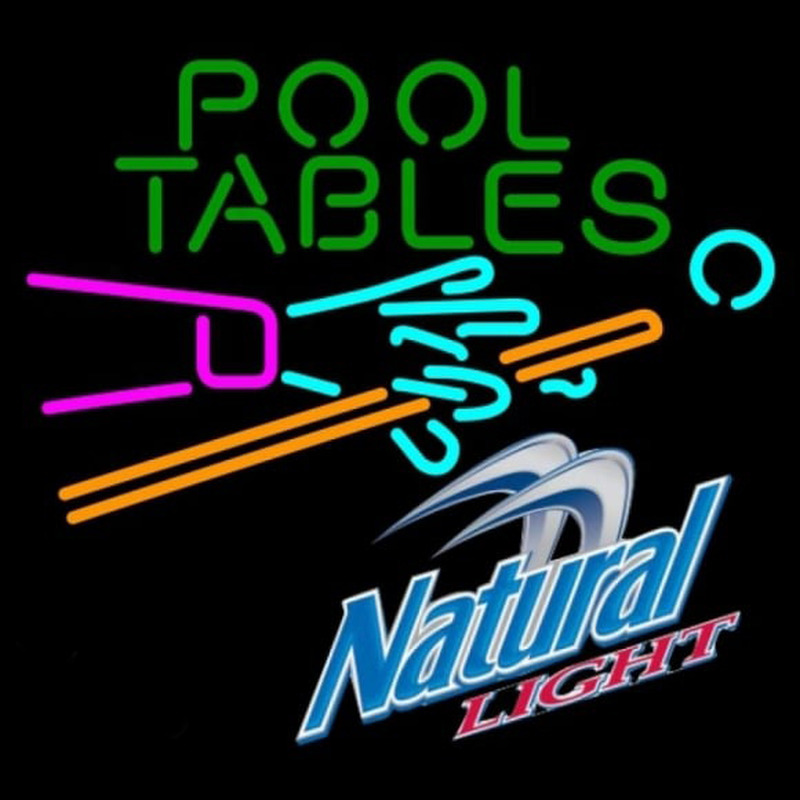 Natural Light Pool Tables Billiards Beer Sign Neon Skilt