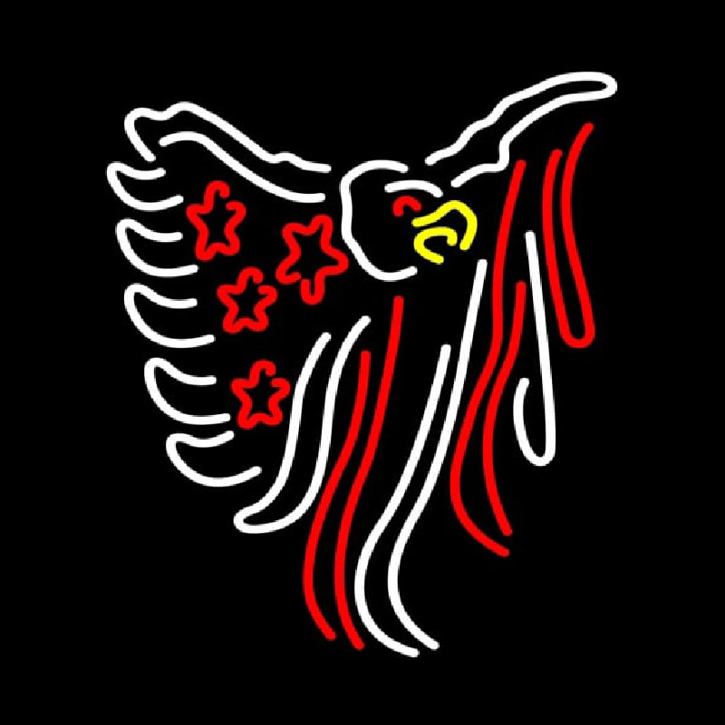 New American Us Eagle Flag Tan Banner Neon Skilt