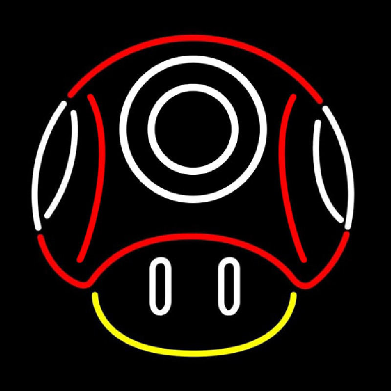 New Nintendo Mario Mushroom Real Glass Neon Skilt