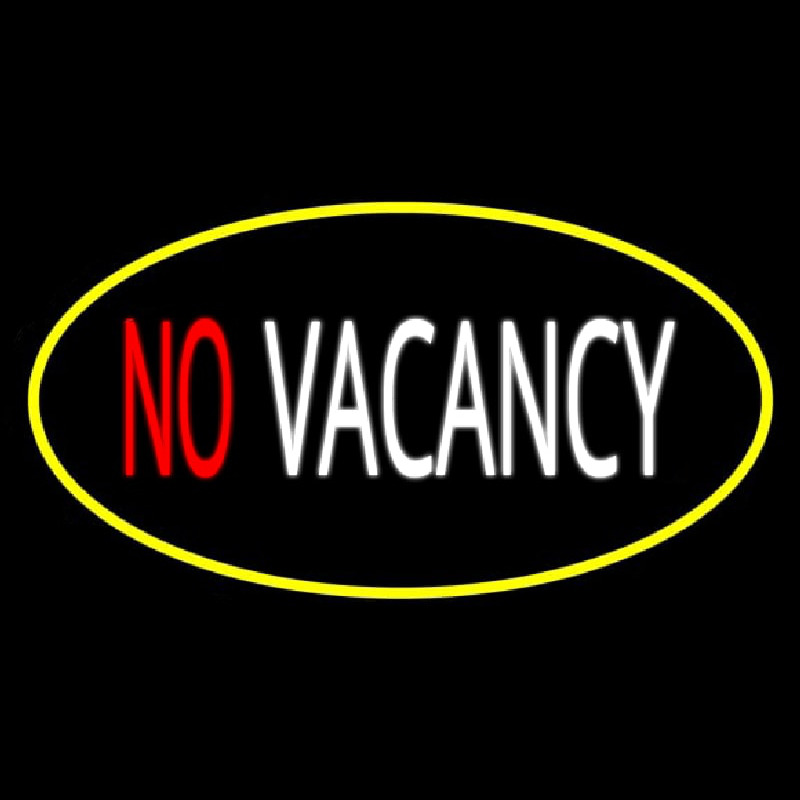 No Vacancy Oval Yellow Neon Skilt