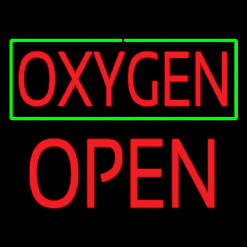 O ygen Green Border Block Open Neon Skilt