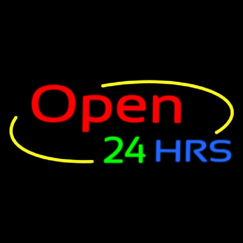 Open 24 Hrs Neon Skilt