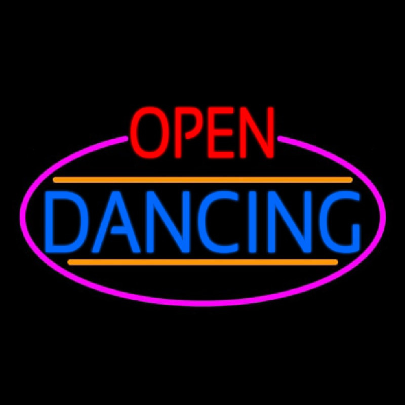 Open Dancing Oval With Pink Border Neon Skilt