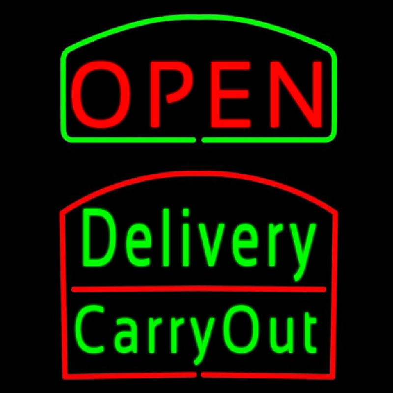 Open Delivery Carry Out Neon Skilt