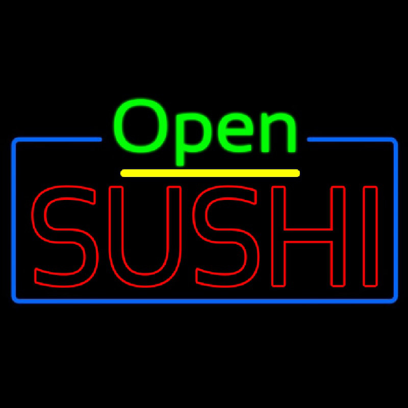 Open Double Stroke Green Sushi Neon Skilt