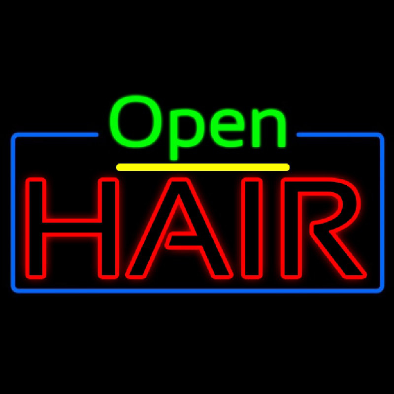Open Double Stroke Hair Neon Skilt