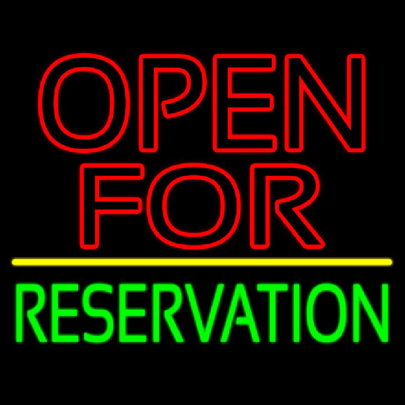 Open For Reservation With Line Neon Skilt