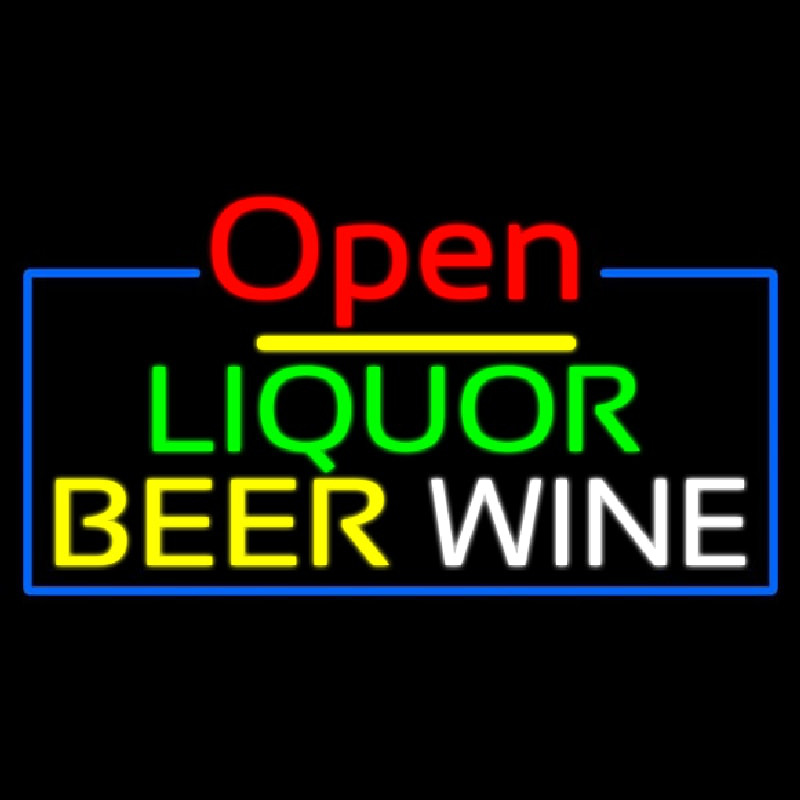 Open Liquor Beer Wine Neon Skilt