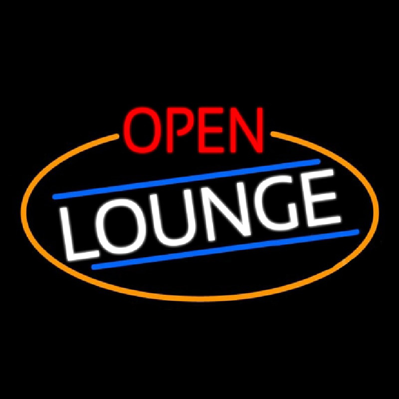 Open Lounge Oval With Orange Border Neon Skilt
