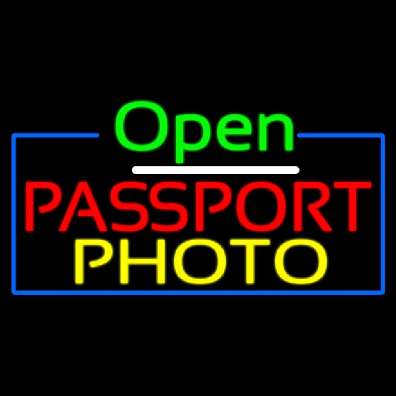 Open Passport Photo Neon Skilt