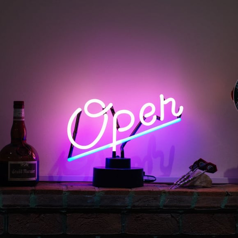 Open Pink Desktop Neon Skilt