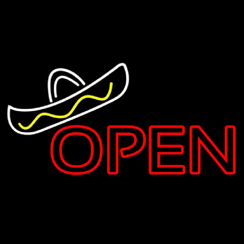 Open Sombrero Neon Skilt