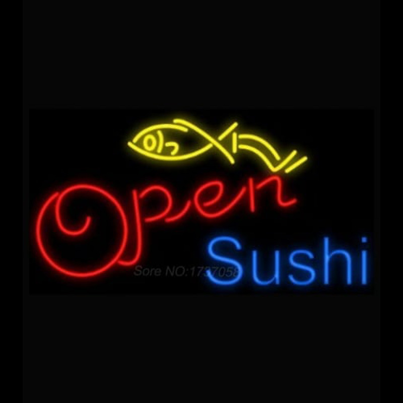 Open Sushi Fish Neon Skilt