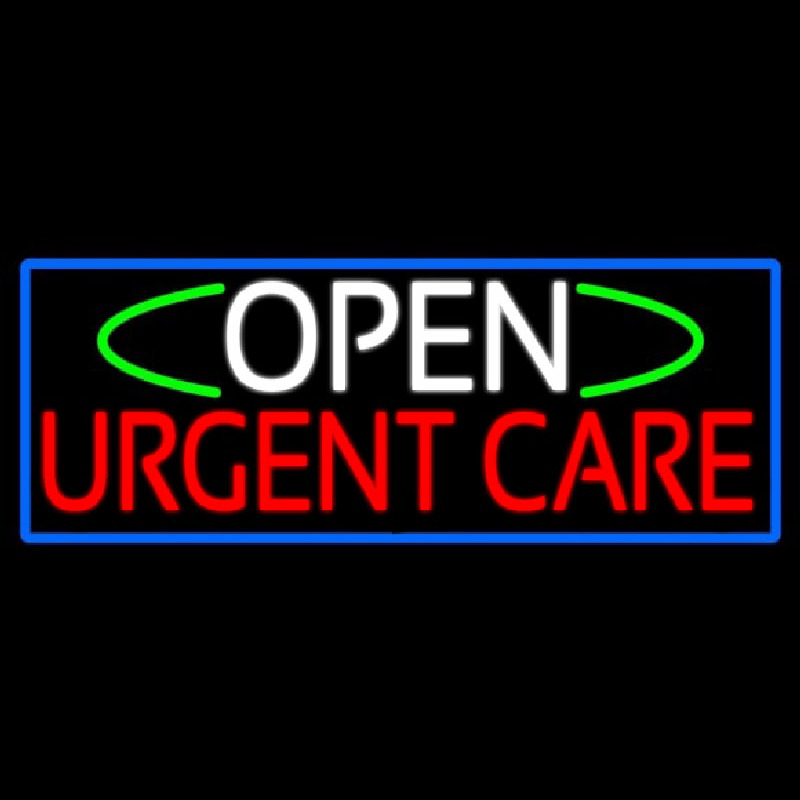 Open Urgent Care With Blue Border Neon Skilt