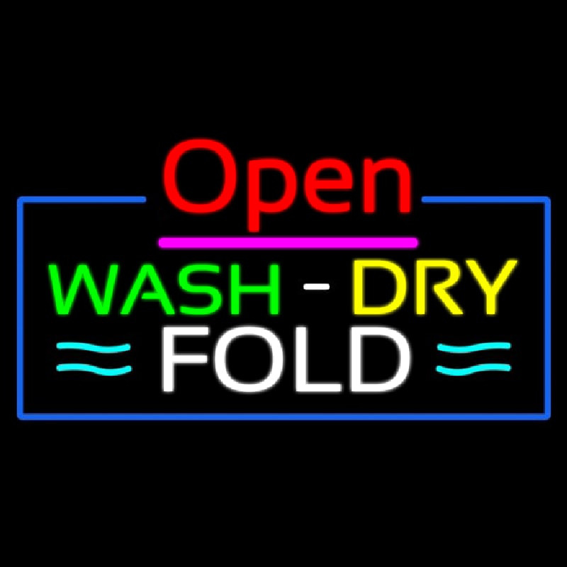 Open Wash Dry Fold Blue Border Neon Skilt