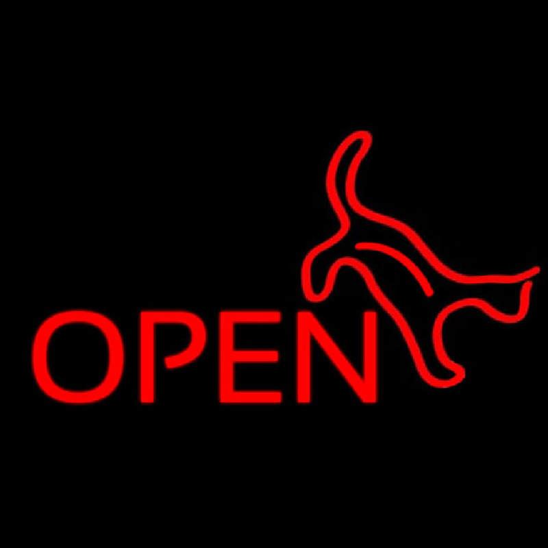 Open With Cat Neon Skilt