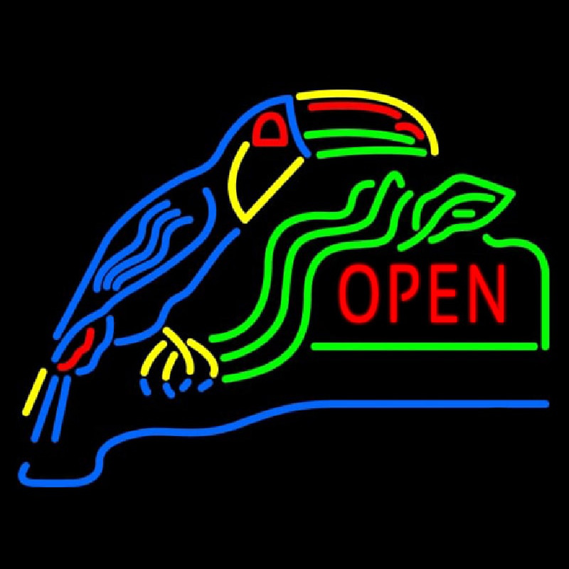 Open With Parrot Neon Skilt