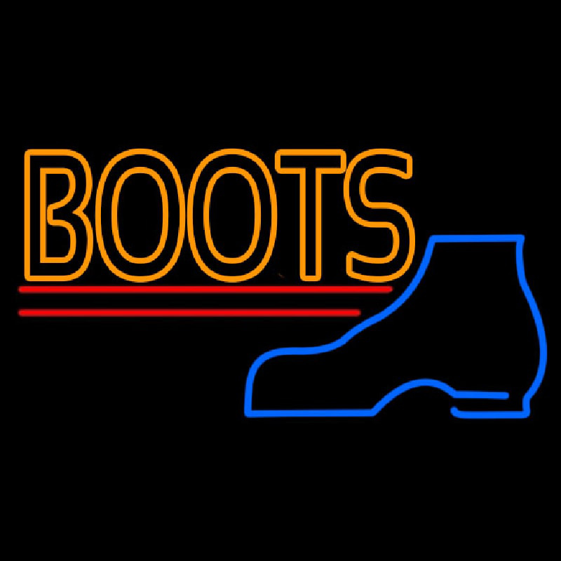 Orange Double Stroke Boots Neon Skilt