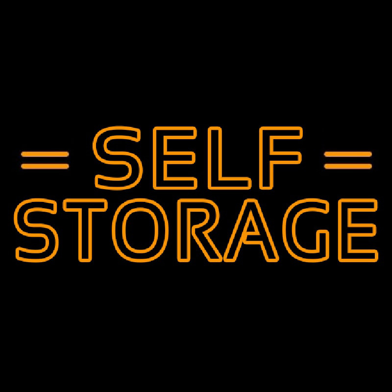 Orange Self Storage Block With Line Neon Skilt