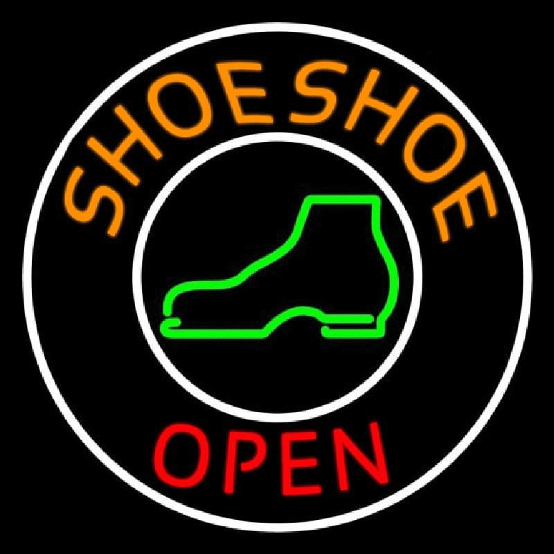 Orange Shoe Shop Open Neon Skilt