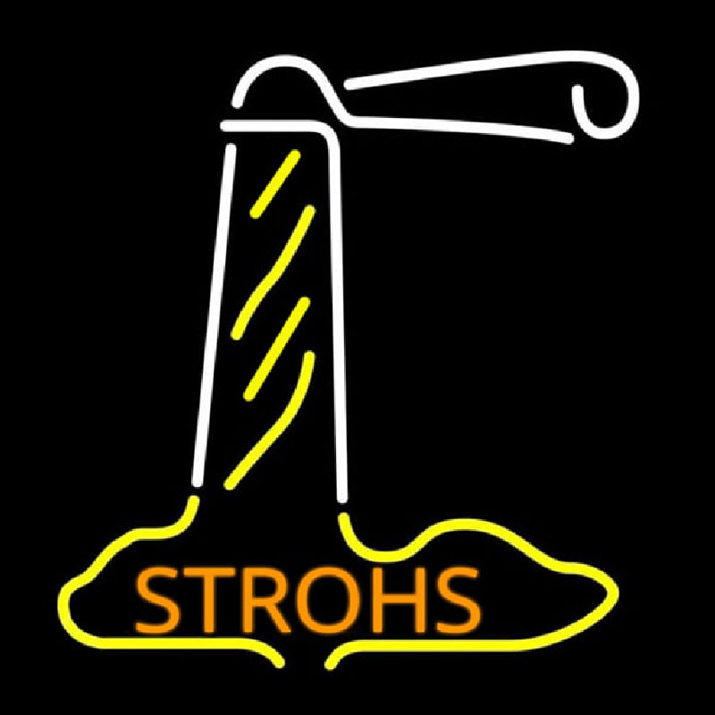 Orange Strohs Lighthouse Beer Sign Neon Skilt