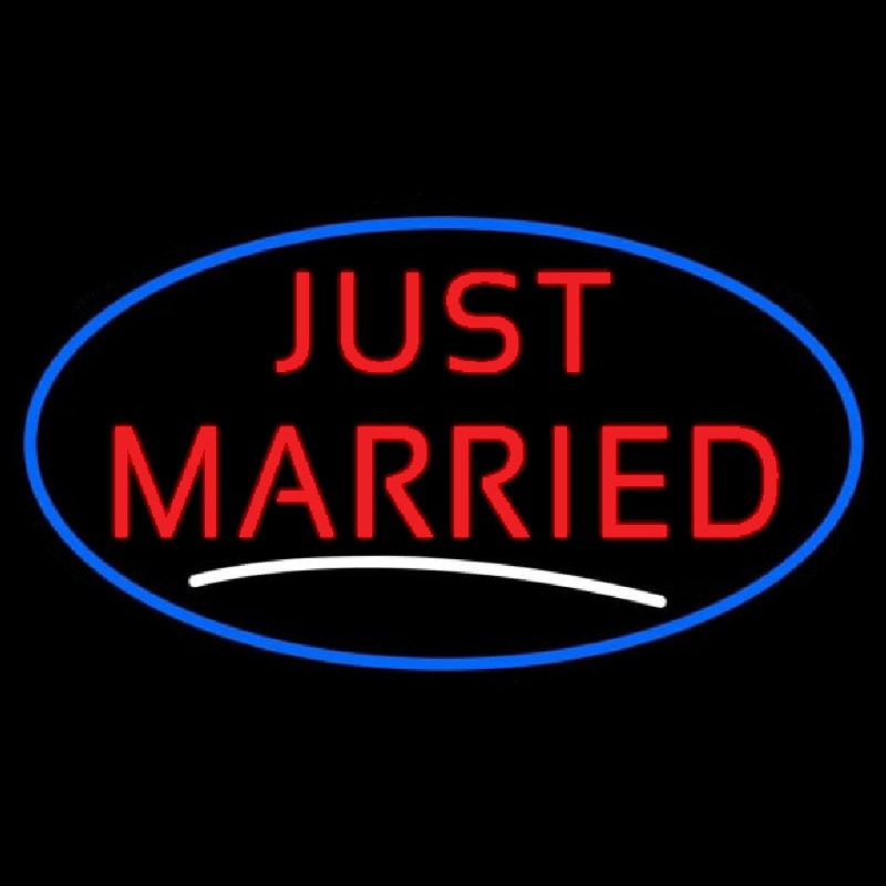 Oval Just Married Neon Skilt