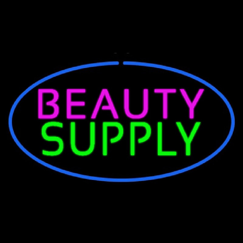 Oval Pink Beauty Green Supply Blue Border Neon Skilt