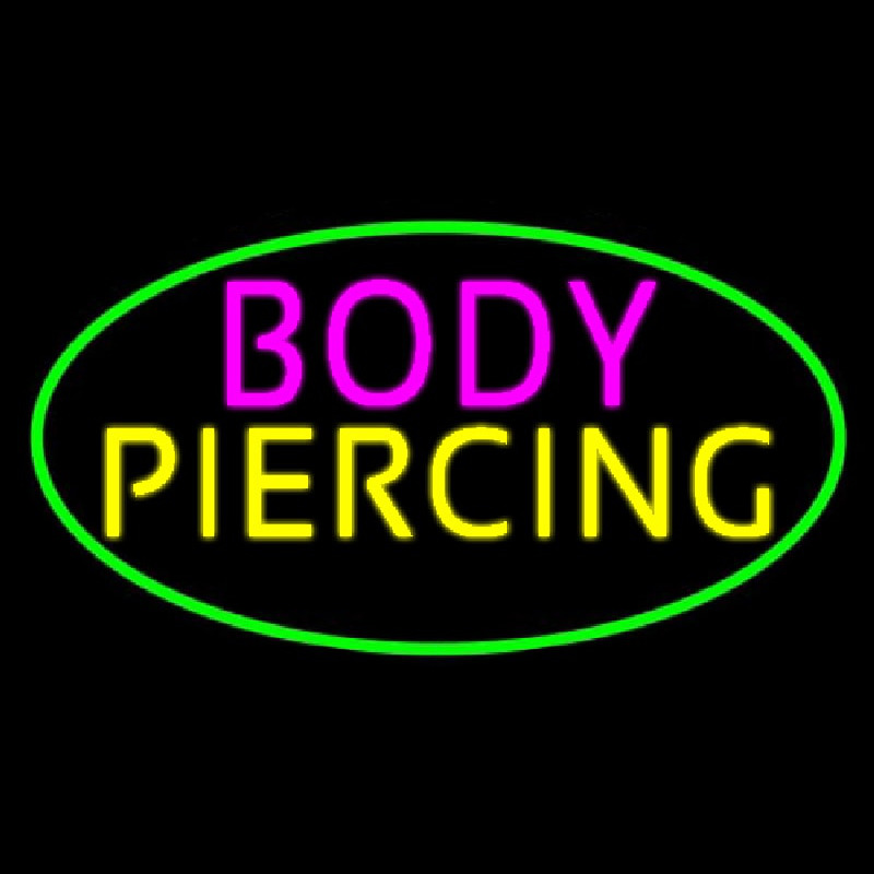 Oval Pink Body Green Piercing Neon Skilt