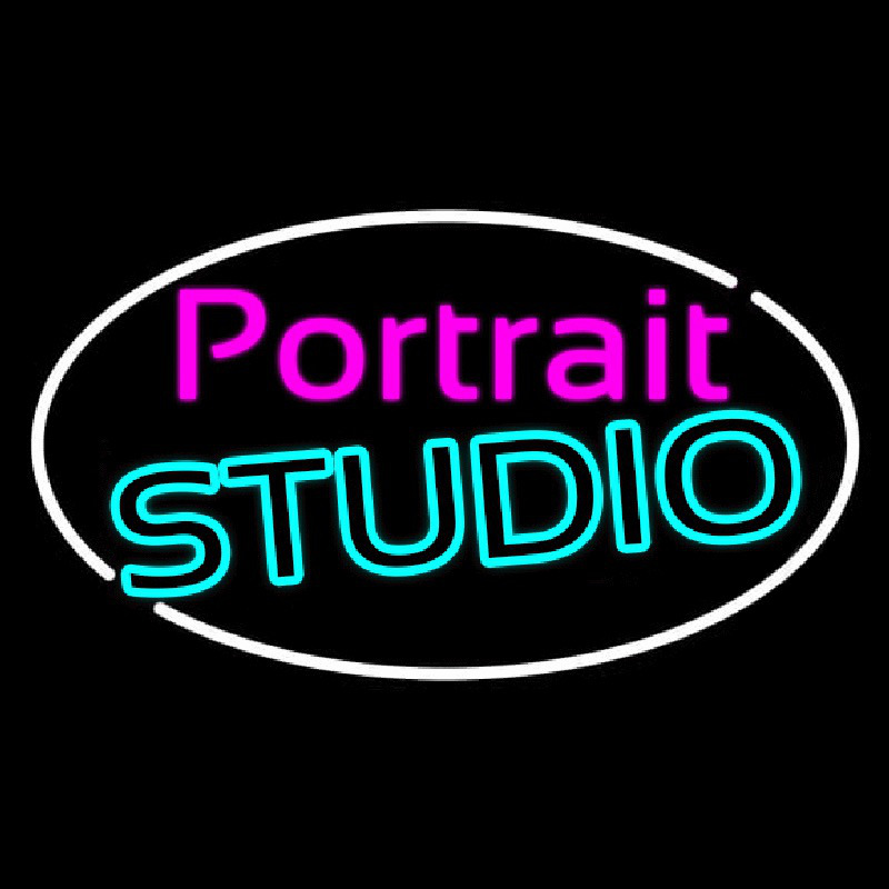Oval Portrait Studio Neon Skilt