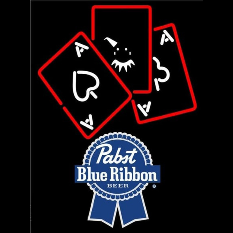Pabst Blue Ribbon Ace And Poker Beer Sign Neon Skilt