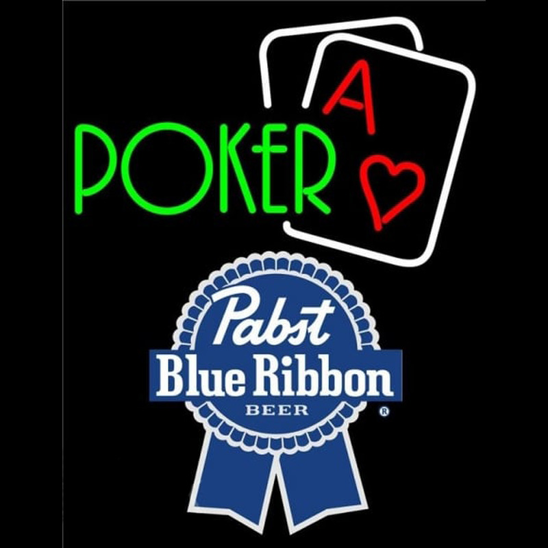 Pabst Blue Ribbon Green Poker Beer Sign Neon Skilt