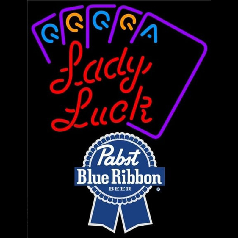 Pabst Blue Ribbon Lady Luck Series Beer Sign Neon Skilt