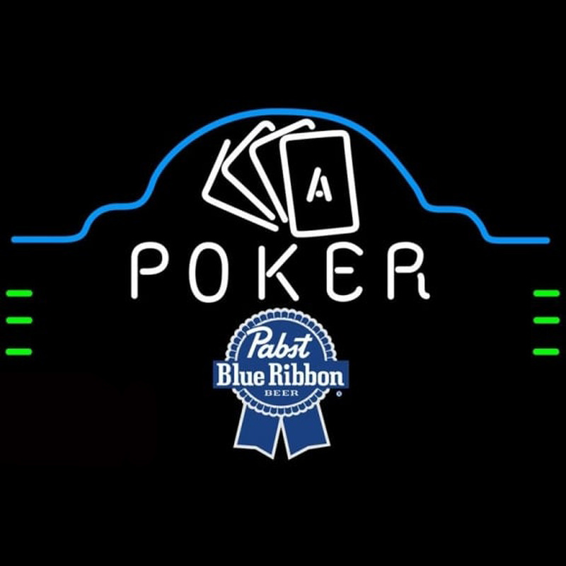 Pabst Blue Ribbon Poker Ace Cards Beer Sign Neon Skilt
