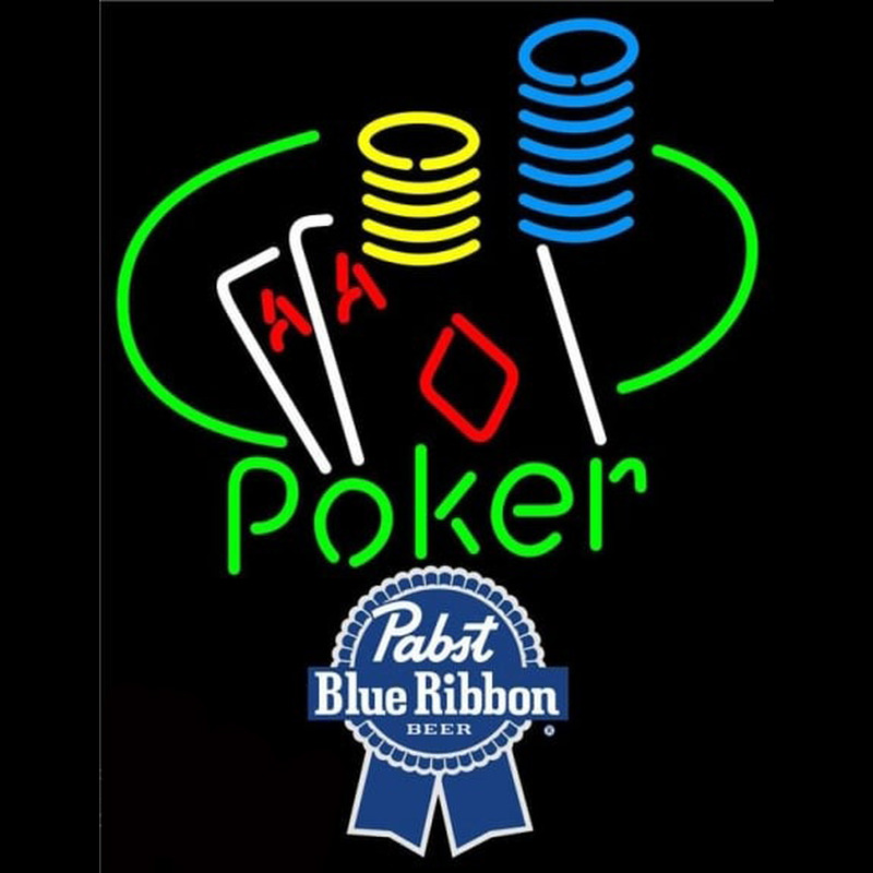 Pabst Blue Ribbon Poker Ace Coin Table Beer Sign Neon Skilt