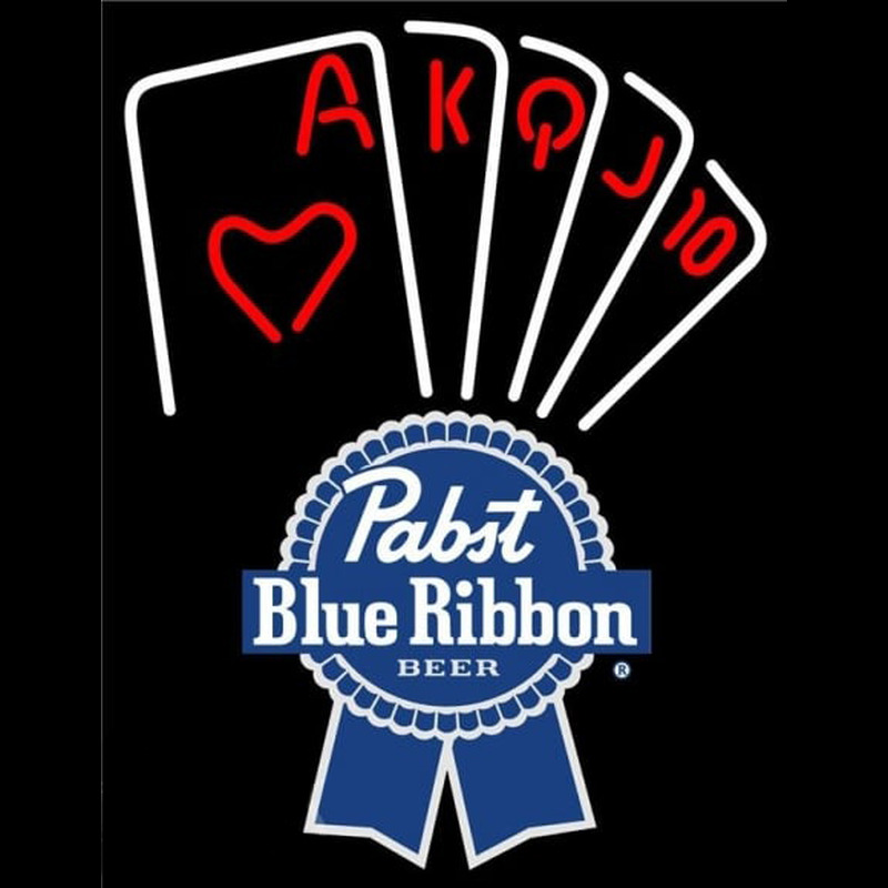 Pabst Blue Ribbon Poker Series Beer Sign Neon Skilt