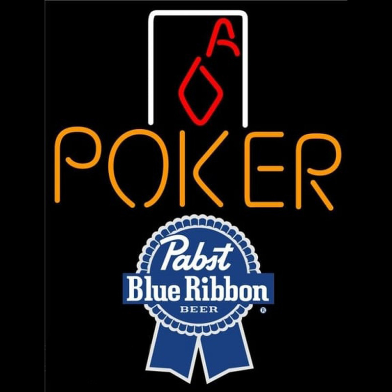 Pabst Blue Ribbon Poker Squver Ace Beer Sign Neon Skilt