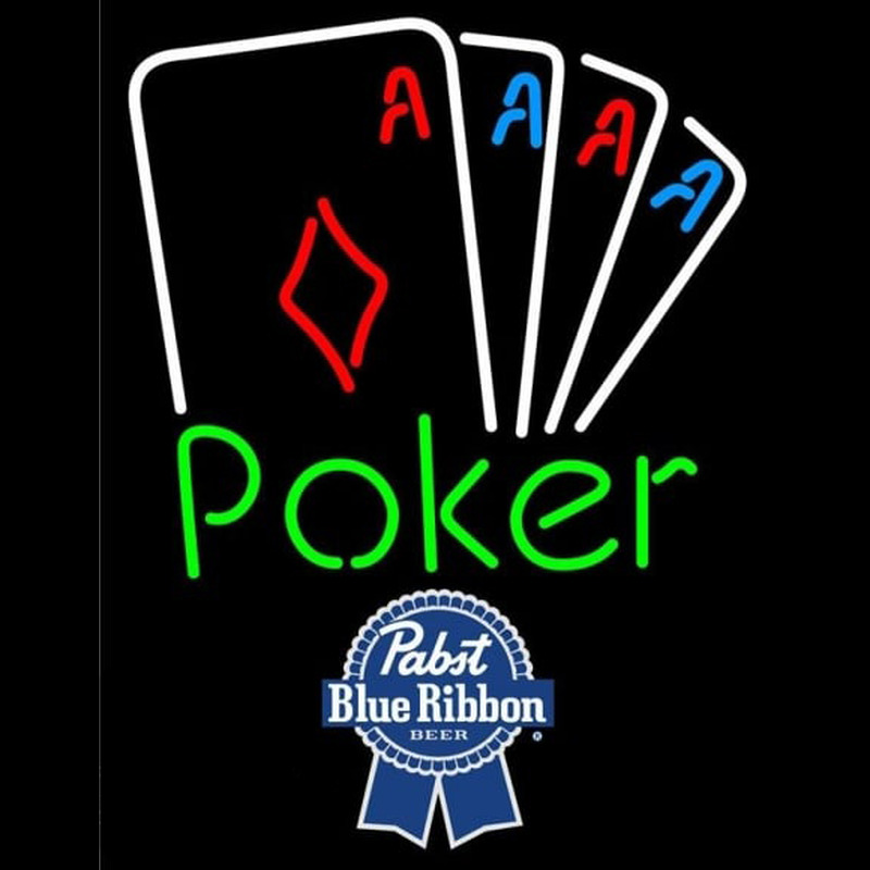Pabst Blue Ribbon Poker Tournament Beer Sign Neon Skilt