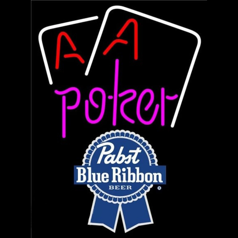 Pabst Blue Ribbon Purple Lettering Red Aces White Cards Beer Sign Neon Skilt
