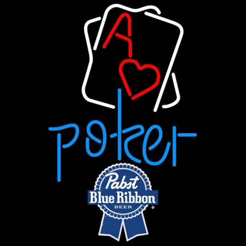 Pabst Blue Ribbon Rectangular Black Hear Ace Beer Sign Neon Skilt