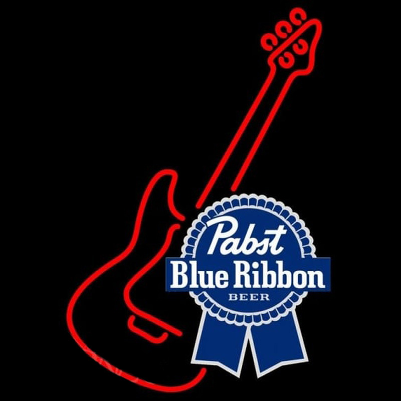 Pabst Blue Ribbon Red Guitar Beer Sign Neon Skilt