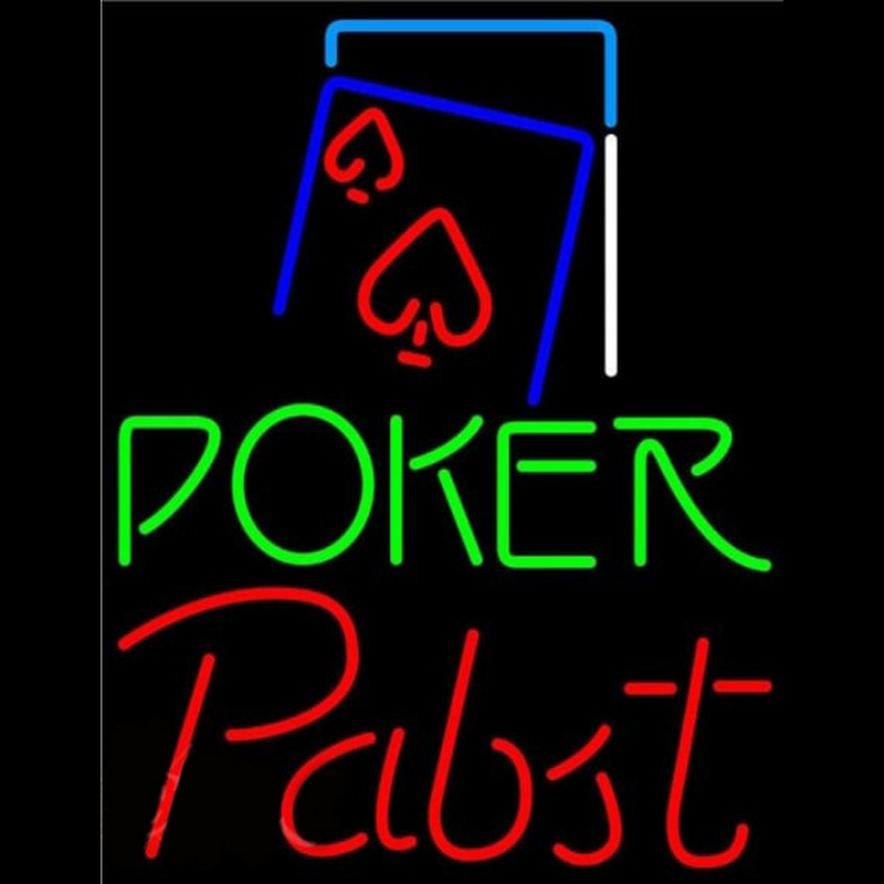 Pabst Green Poker Red Heart Beer Sign Neon Skilt