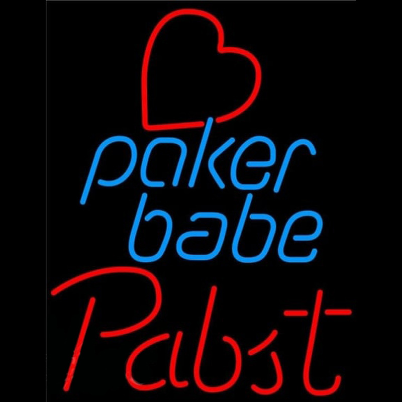 Pabst Poker Girl Heart Babe Beer Sign Neon Skilt