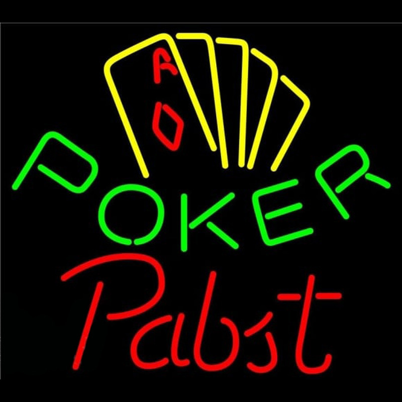 Pabst Poker Yellow Beer Sign Neon Skilt