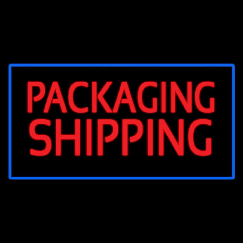 Packaging Shipping Blue Rectangle Neon Skilt