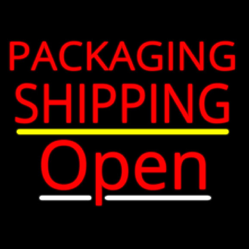 Packaging Shipping Open Yellow Line Neon Skilt