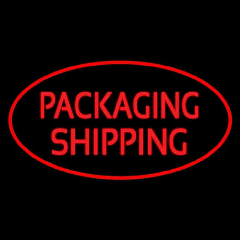 Packaging Shipping Oval Red Neon Skilt