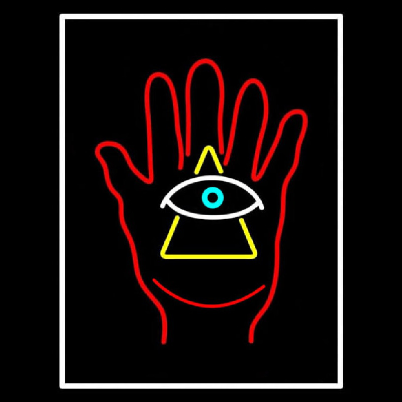 Palm With Eye Pyramid Neon Skilt