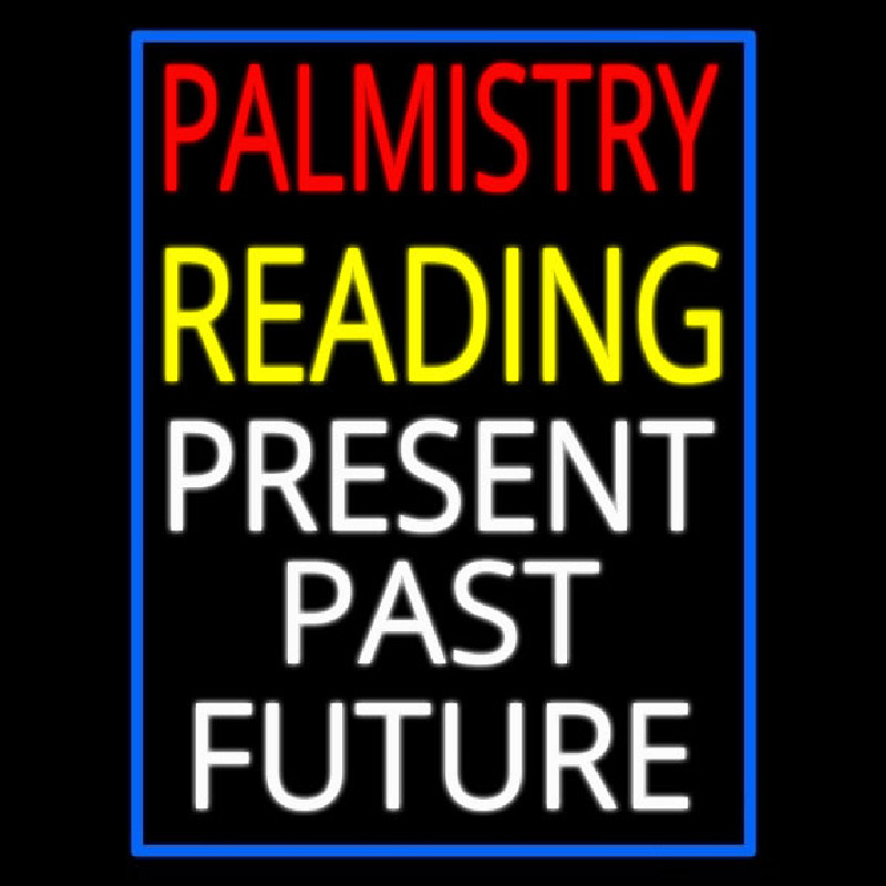 Palmistry Reading Blue Border Neon Skilt