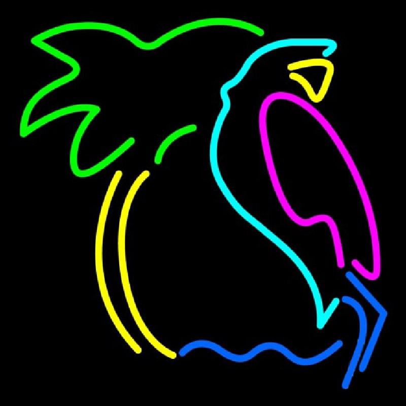 Parrot With Palm Tree Neon Skilt