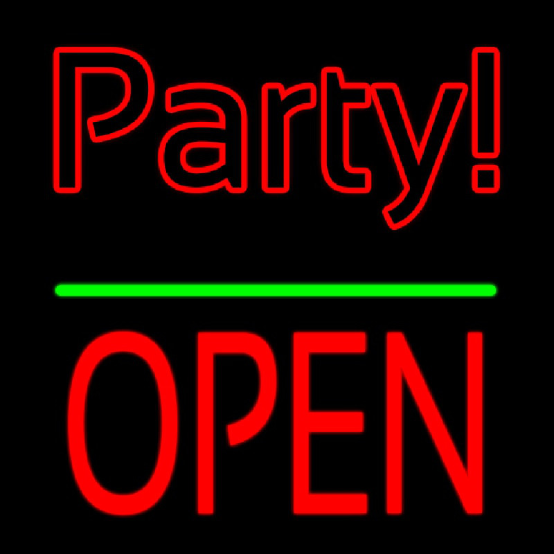 Party Open Block Green Line Neon Skilt